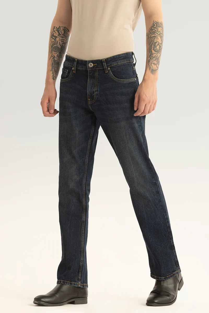 Cedric Navy Plain Bootcut Fit Jeans