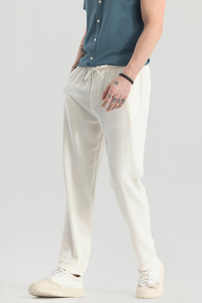 Ragna Cream Plain Relaxed Fit Joggers