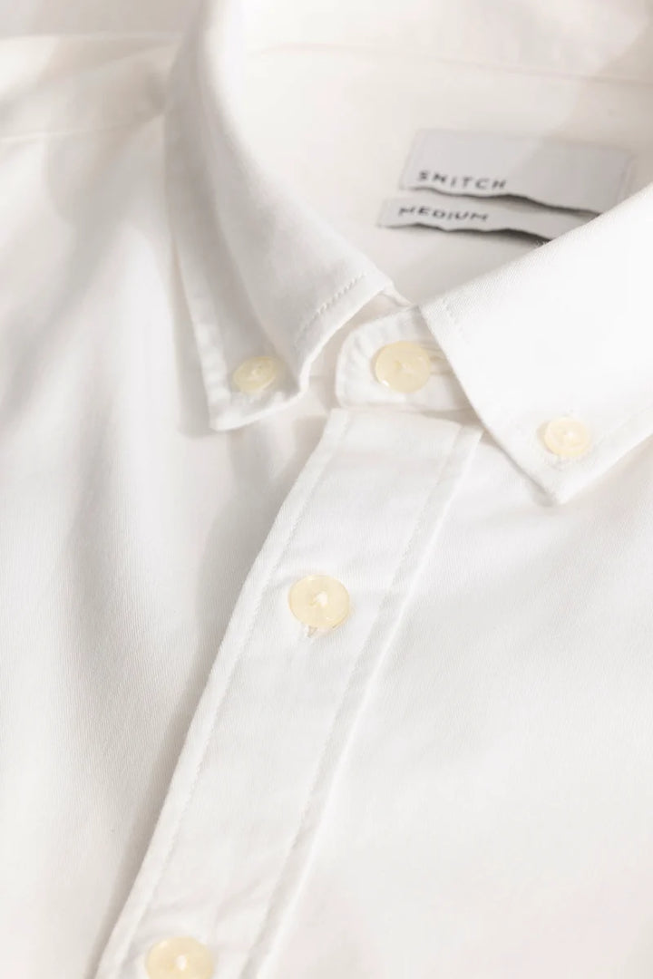 White Elbow Patch Oxford Shirt