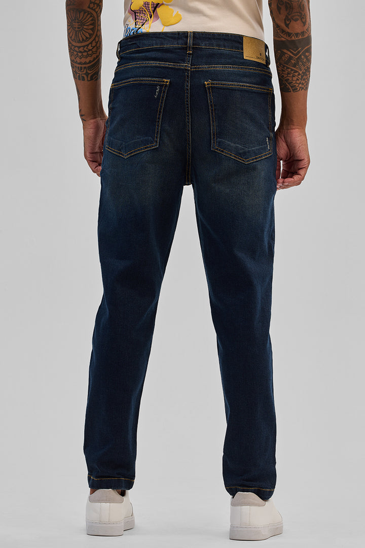 Navy Distressed Slim Fit Jeans