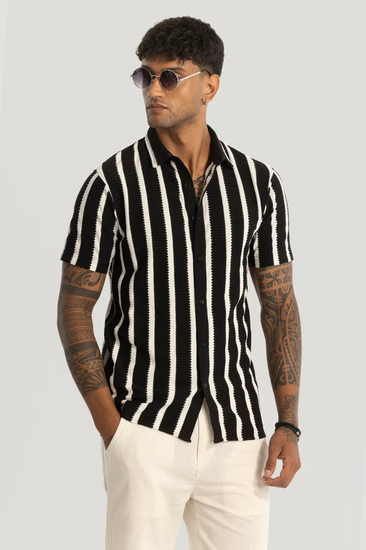 Black Stripes Knitted Shirt