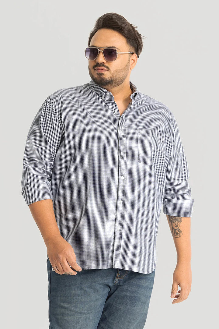 Rugero Navy Checks Plus Size Shirt