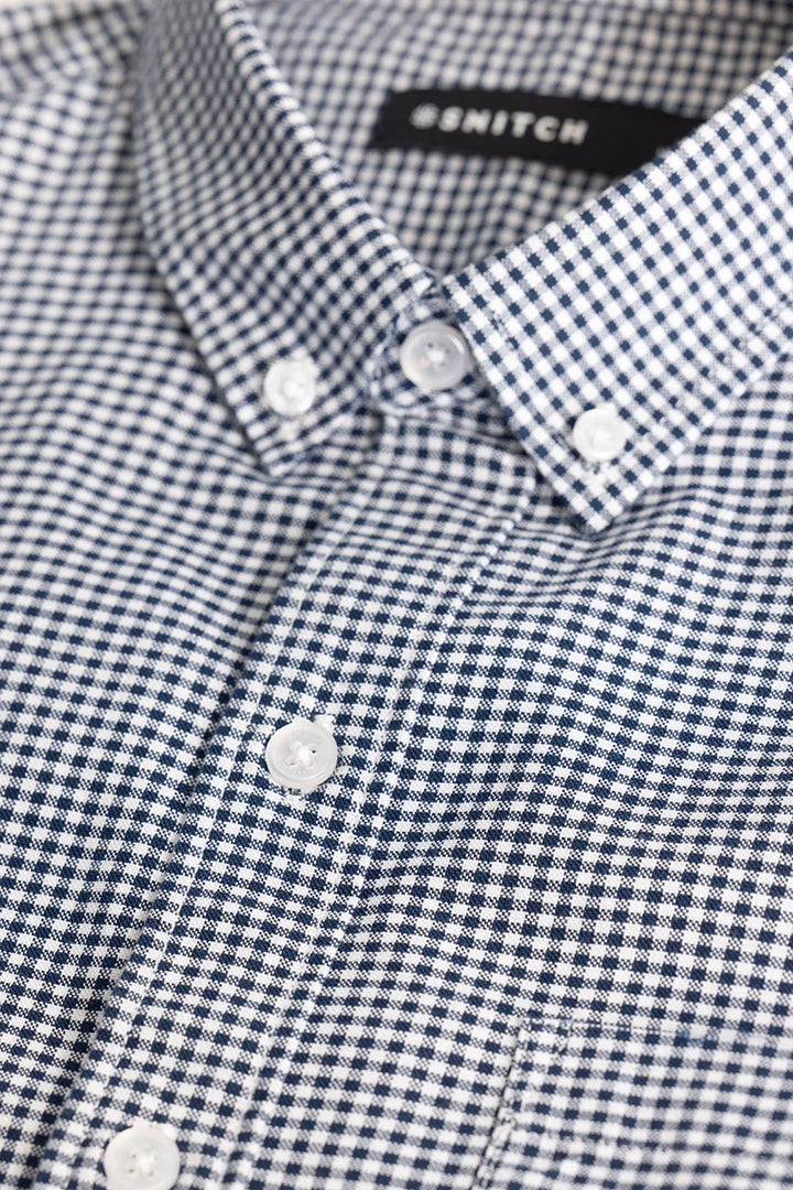 Dark Blue Oxford Checks shirt