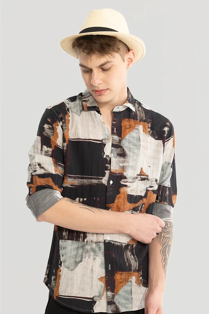 Brown Textured Abstract Shirt