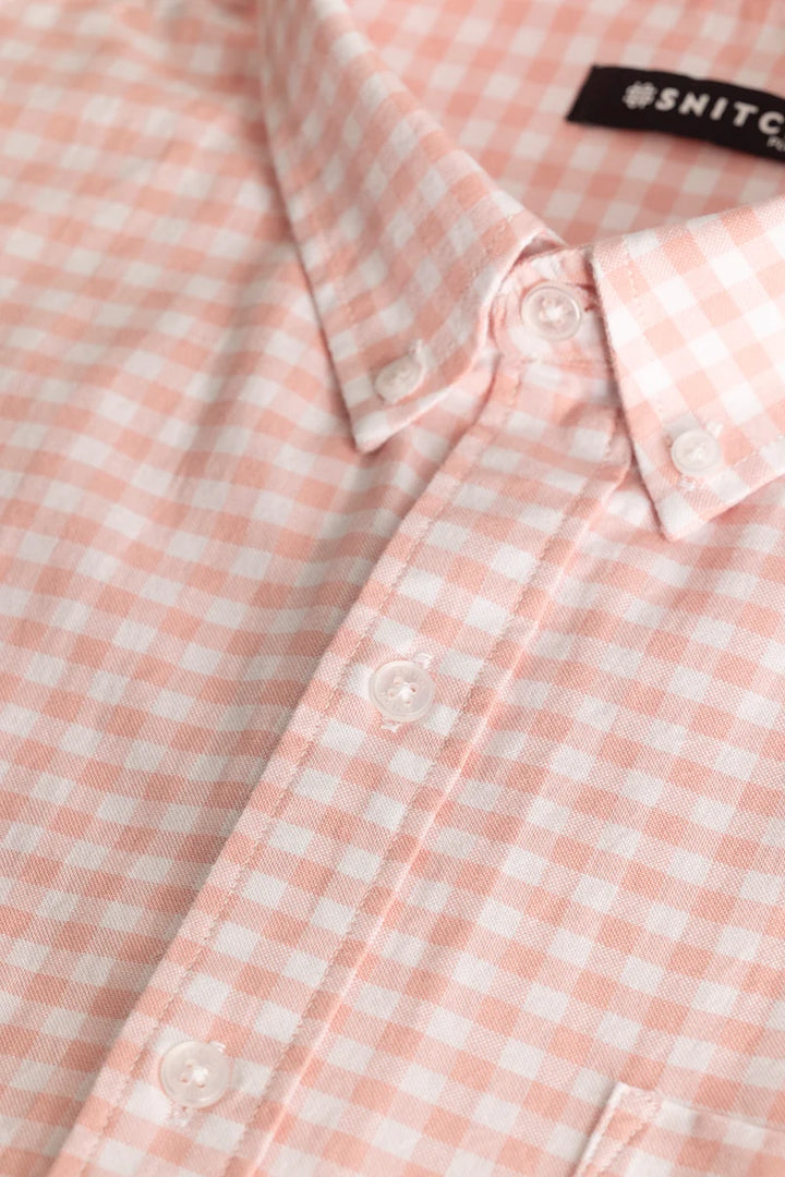 Pink Oxford Checks Plus Size Shirt