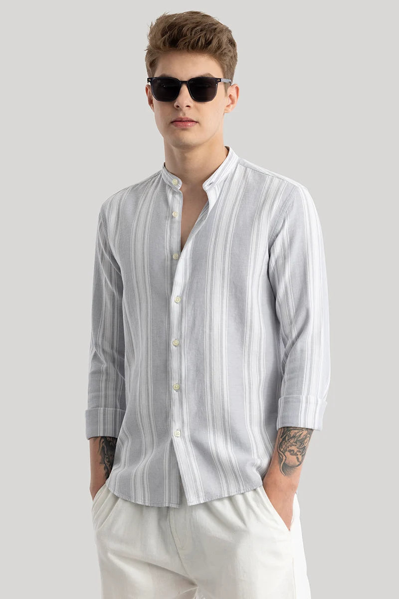 Buy Men's Elise Light Grey Stripes Shirt Online | Snitch – SNITCH