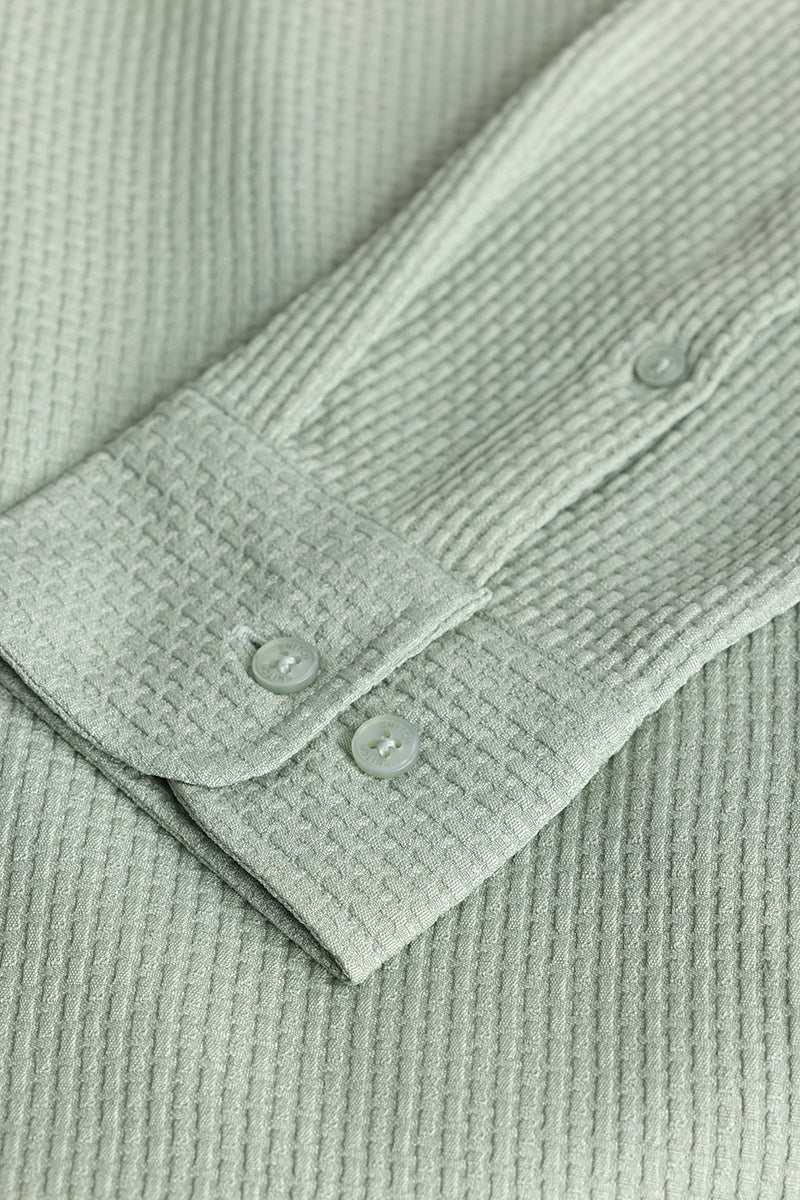 Light Green Slim Fit Textured Shirt