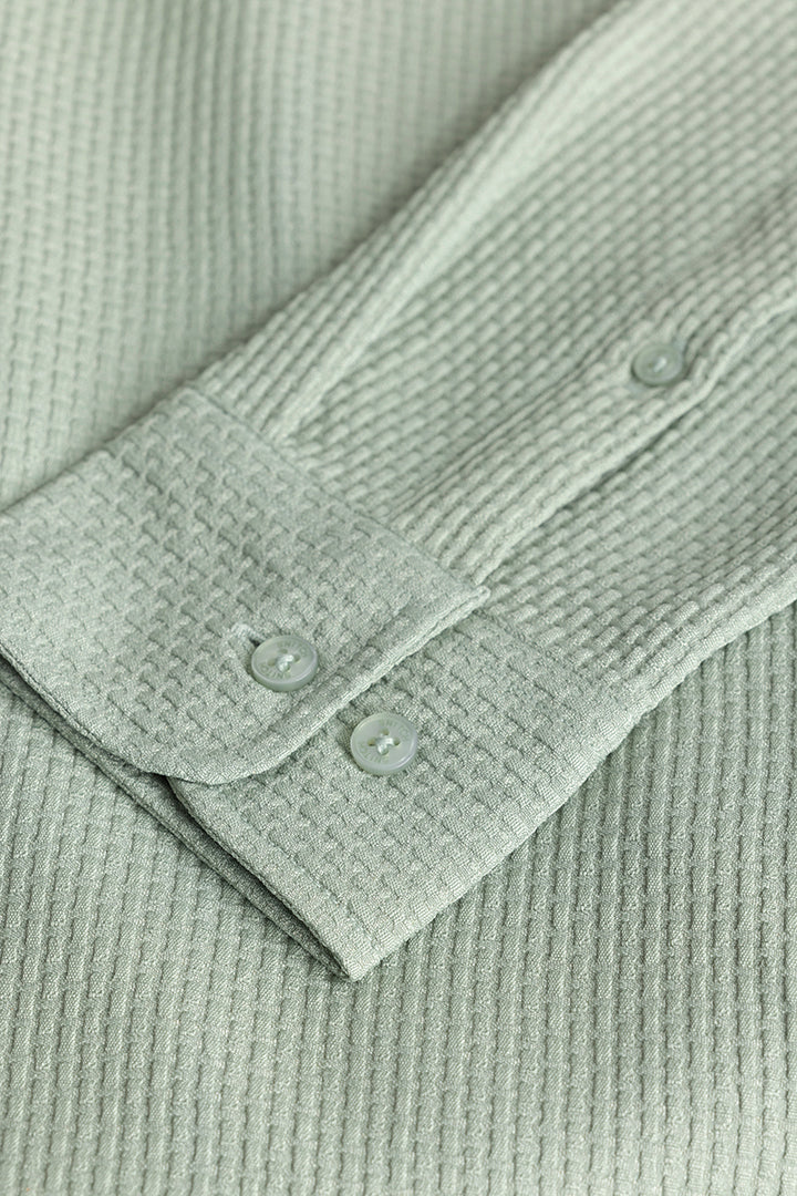 Light Green Slim Fit Textured Shirt