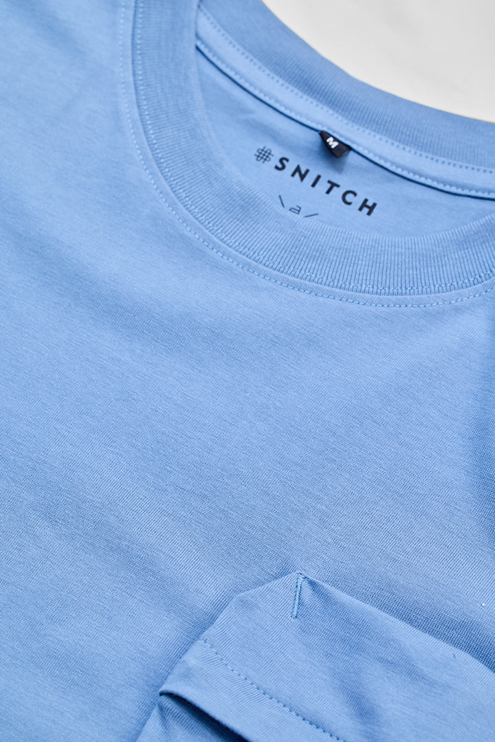 Blue Utility Pocket Oversized T-Shirt