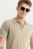 Baldassare Beige Knitted Polo T-Shirt