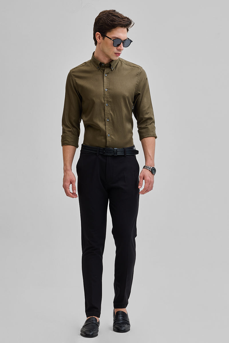 Olive Solid Twill Shirt