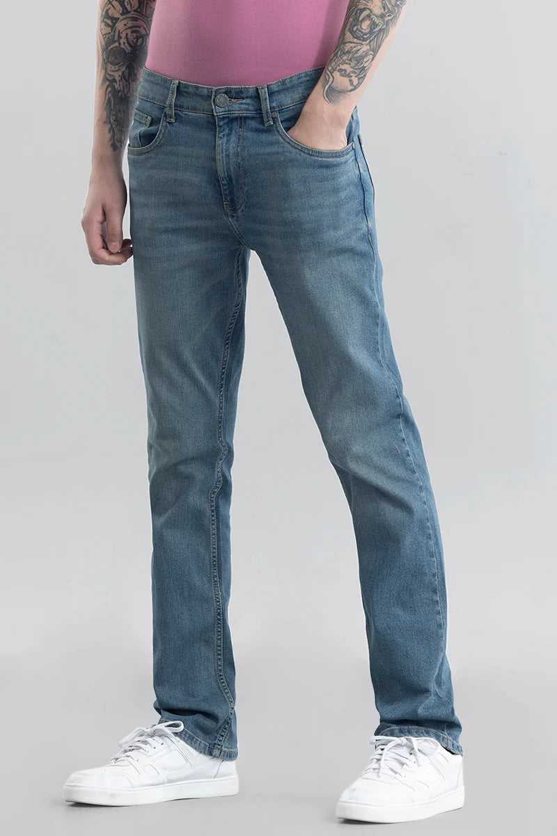 Kari Blue Plain Straight Fit Jeans