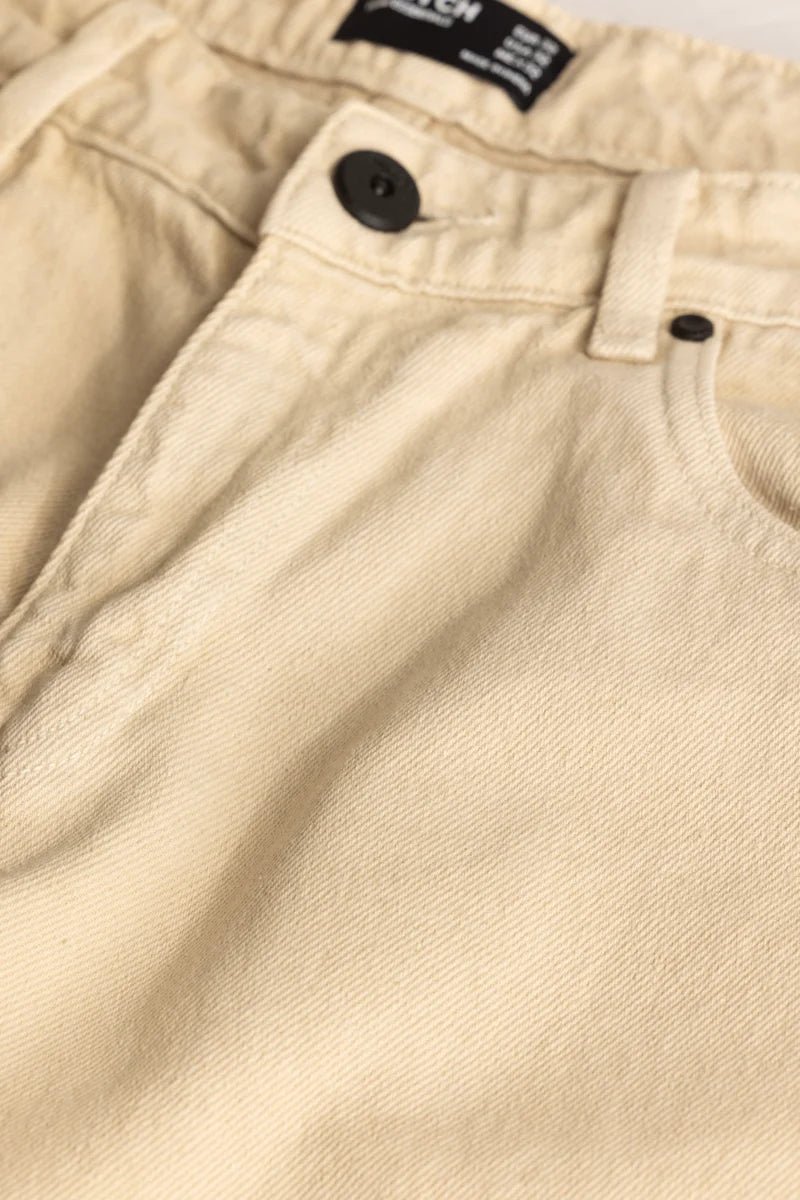 Beige Baggy Fit Jeans