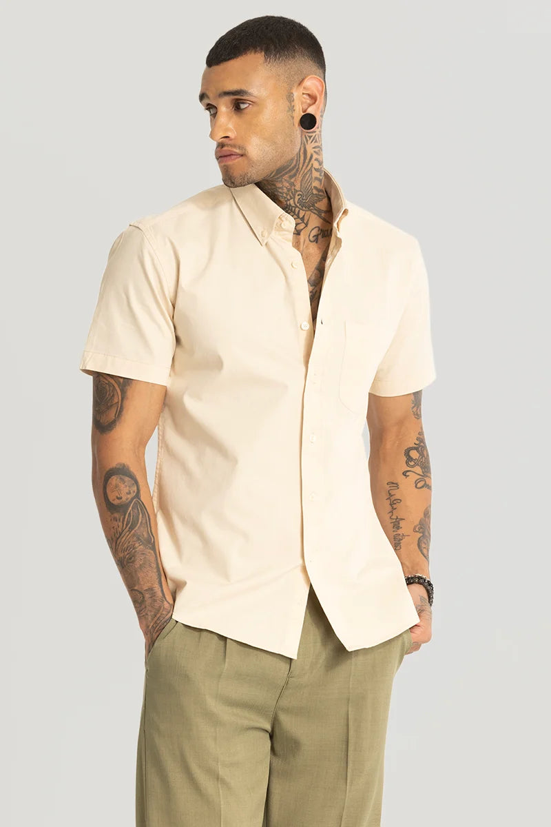 Cream Oxford Solid Shirt