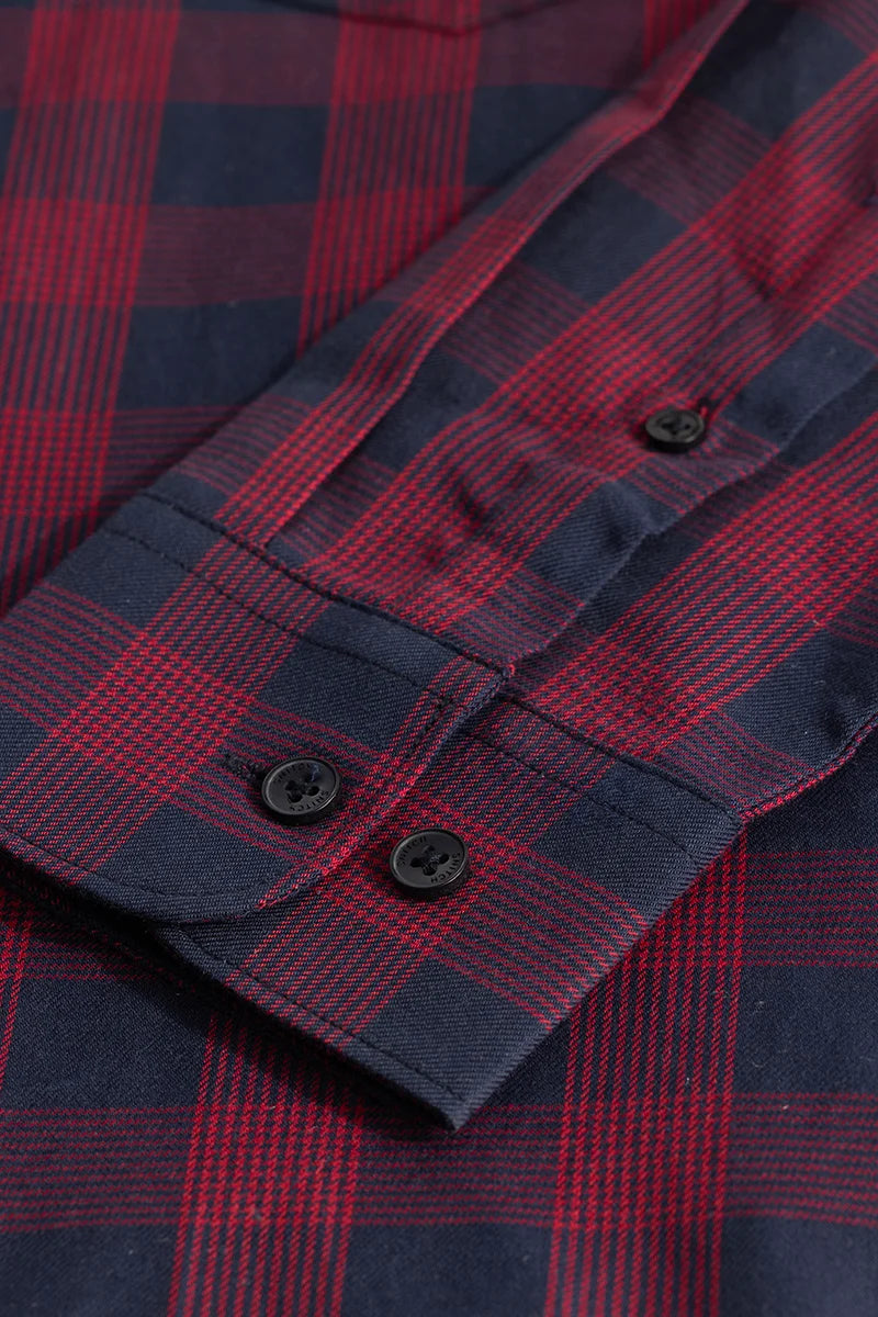 Navy Slim Fit Checks Shirt