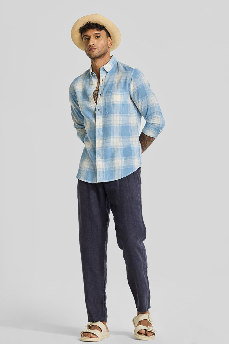 Blue Checks Linen Shirt