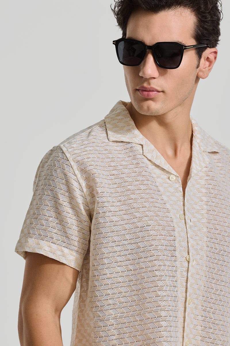 Beige Cuban Crochet Shirt