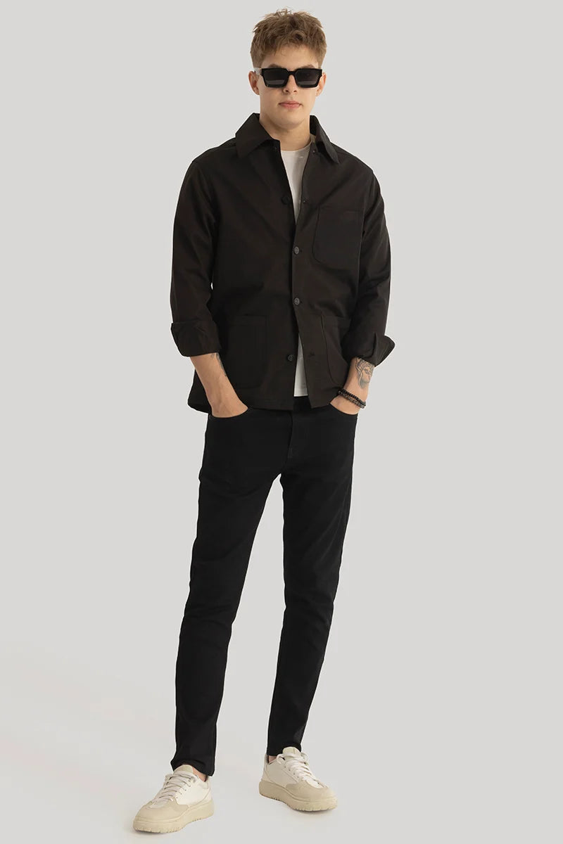 Keystone Black Solid Overshirt