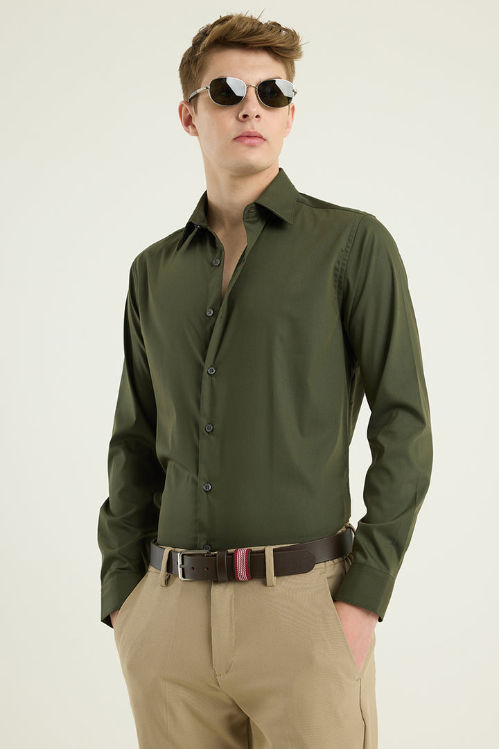 Dark Green Slim Fit Stretch Shirt