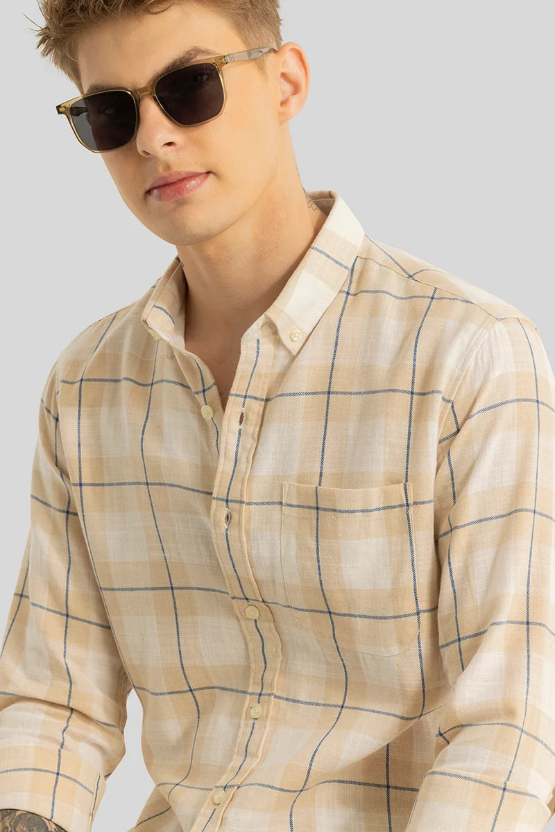 Prism Beige Checks Shirt