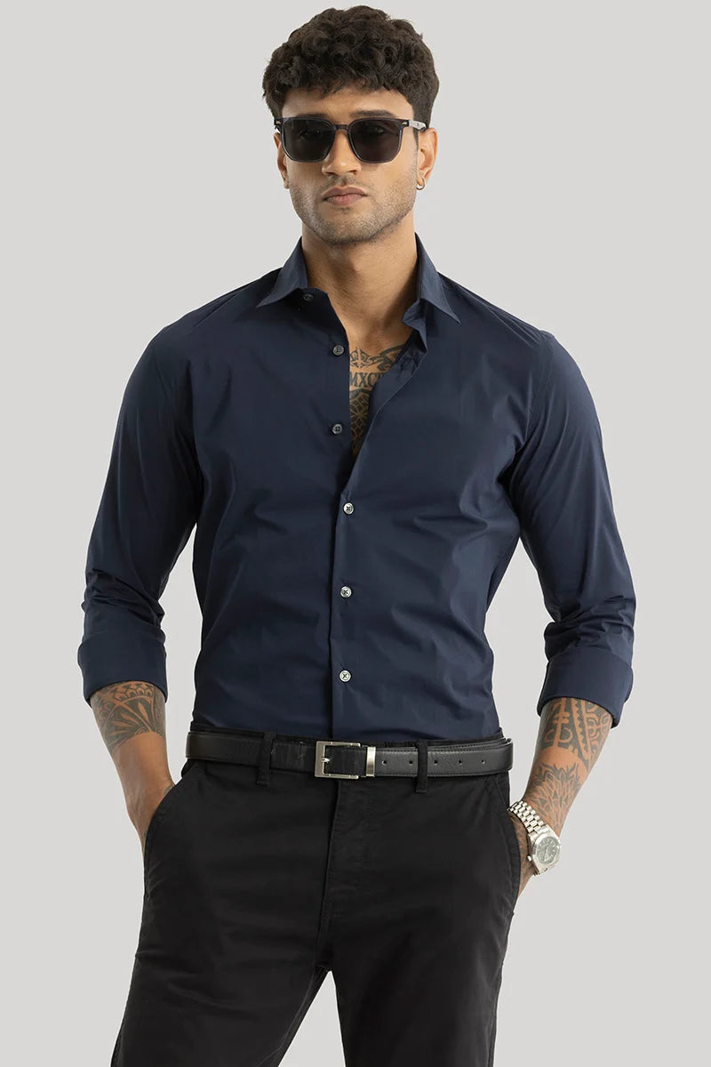 Quinnie Navy Plain Shirt