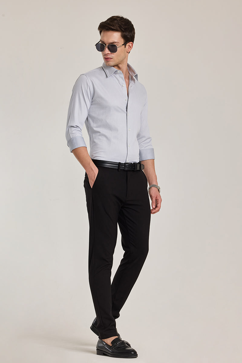 Light Grey Solid Slim Fit Shirt