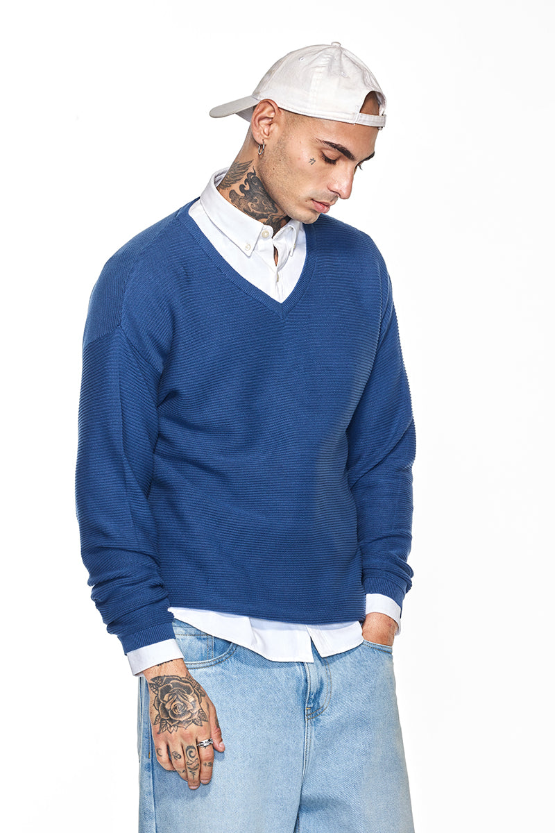 Core Lab Dark Blue Textured Sweater