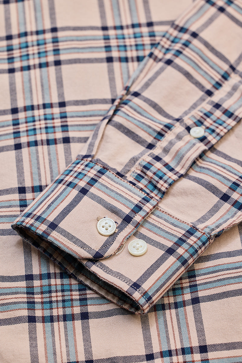 Beige Checks Slim Fit Shirt