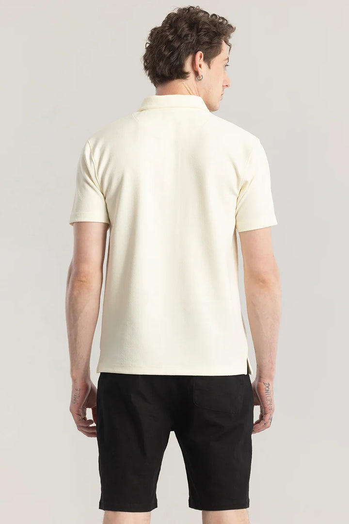 Poloshique Cream Plain Polo T-Shirt