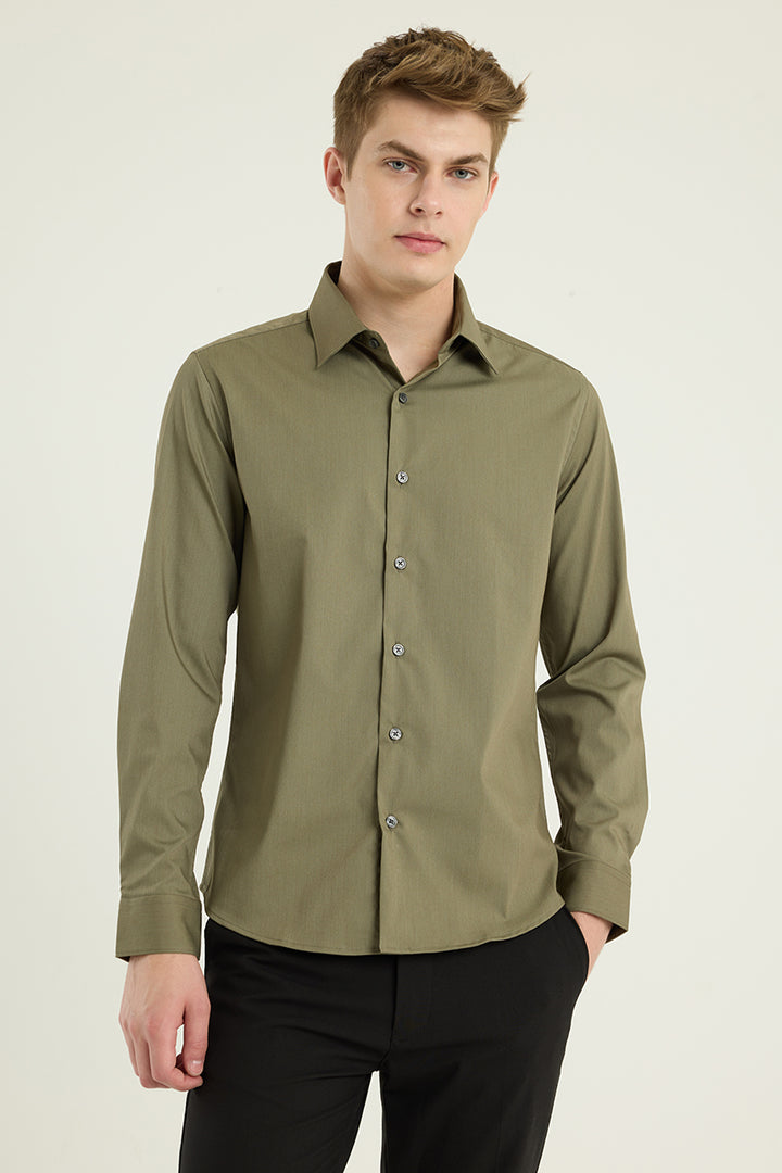 Olive Slim Fit Stretch Shirt