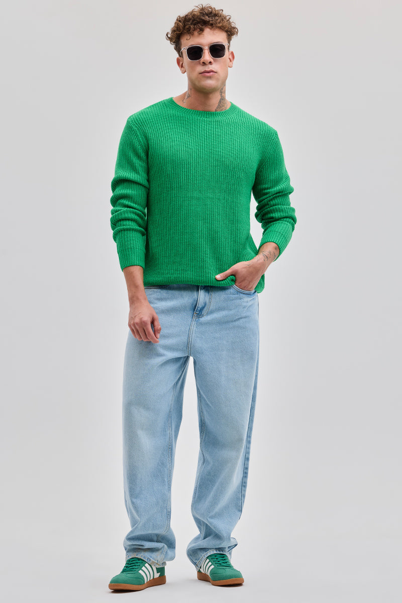 Green Fisherman Knit Sweater