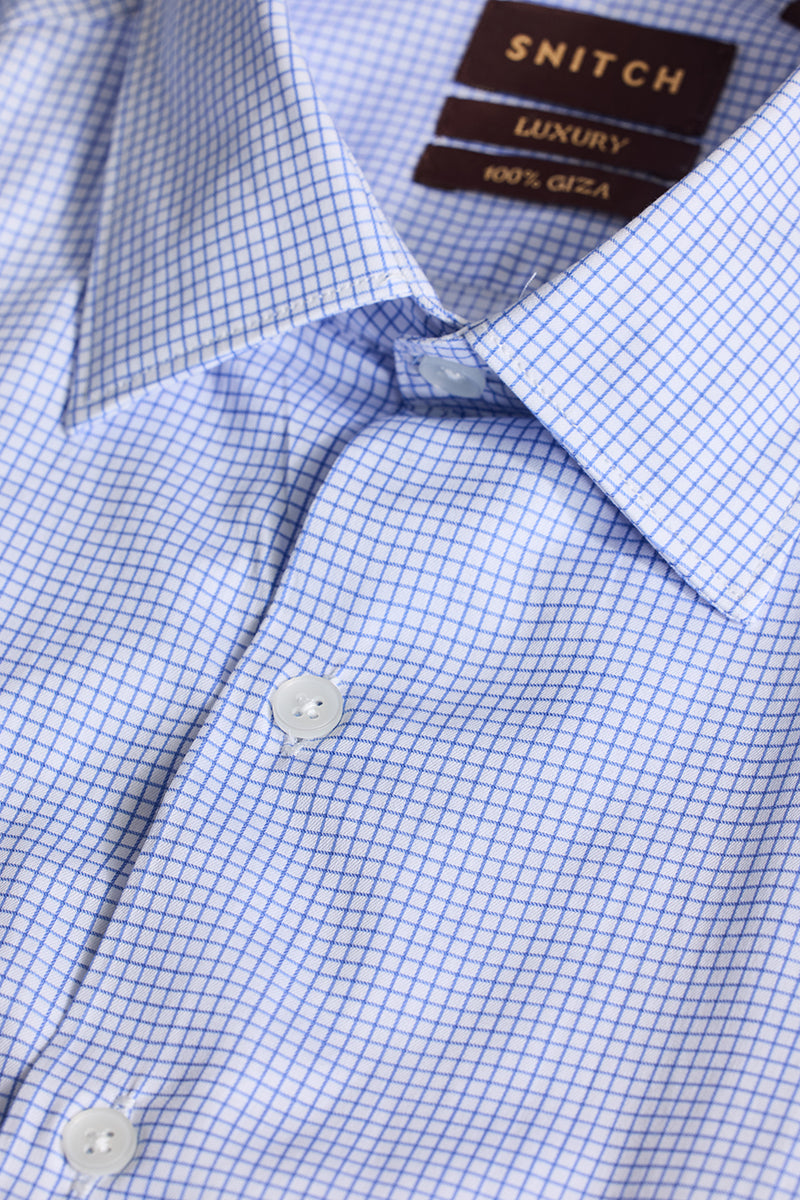 Light Blue Checks Giza Cotton Shirt