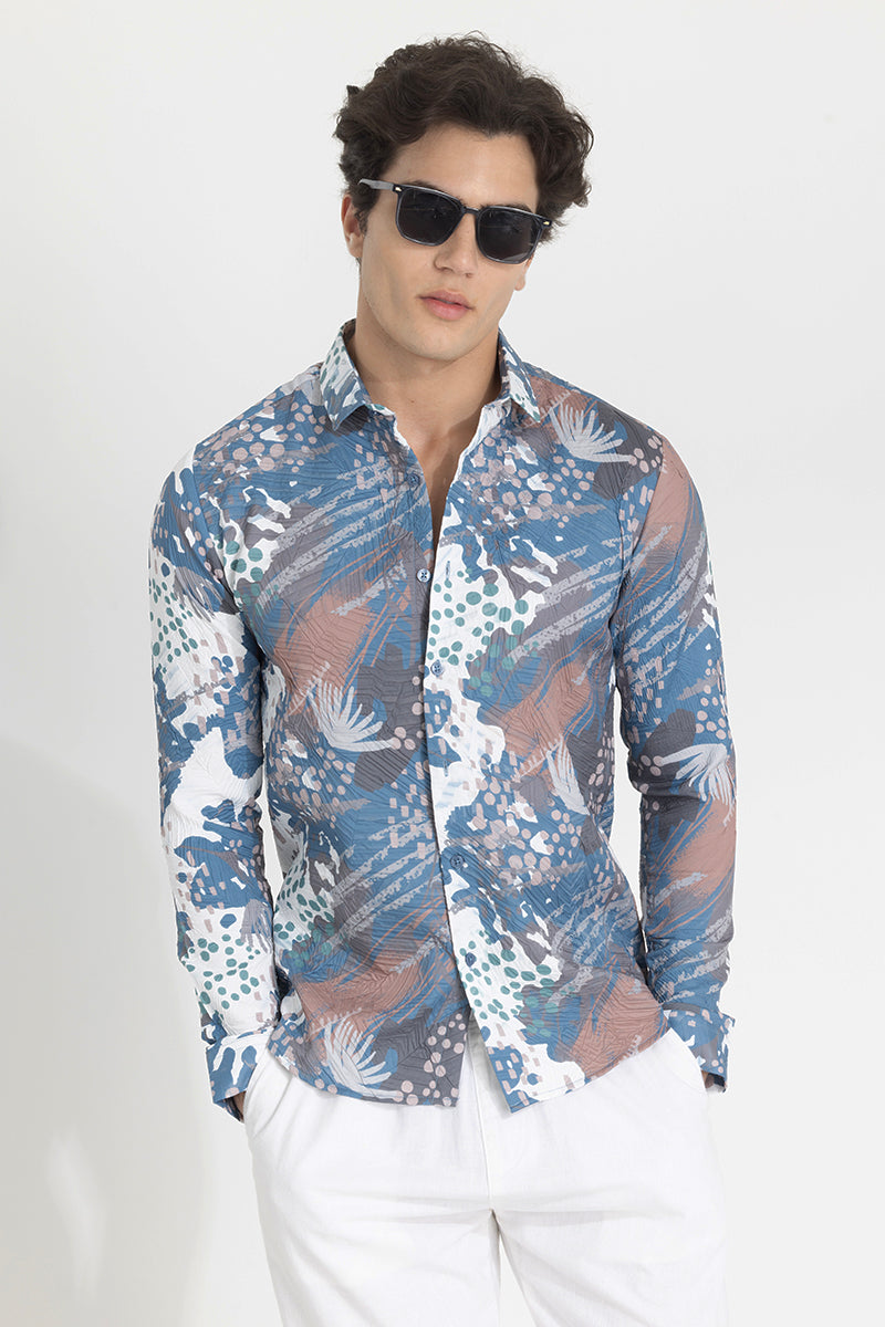 Blue Textured Abstract Shirt