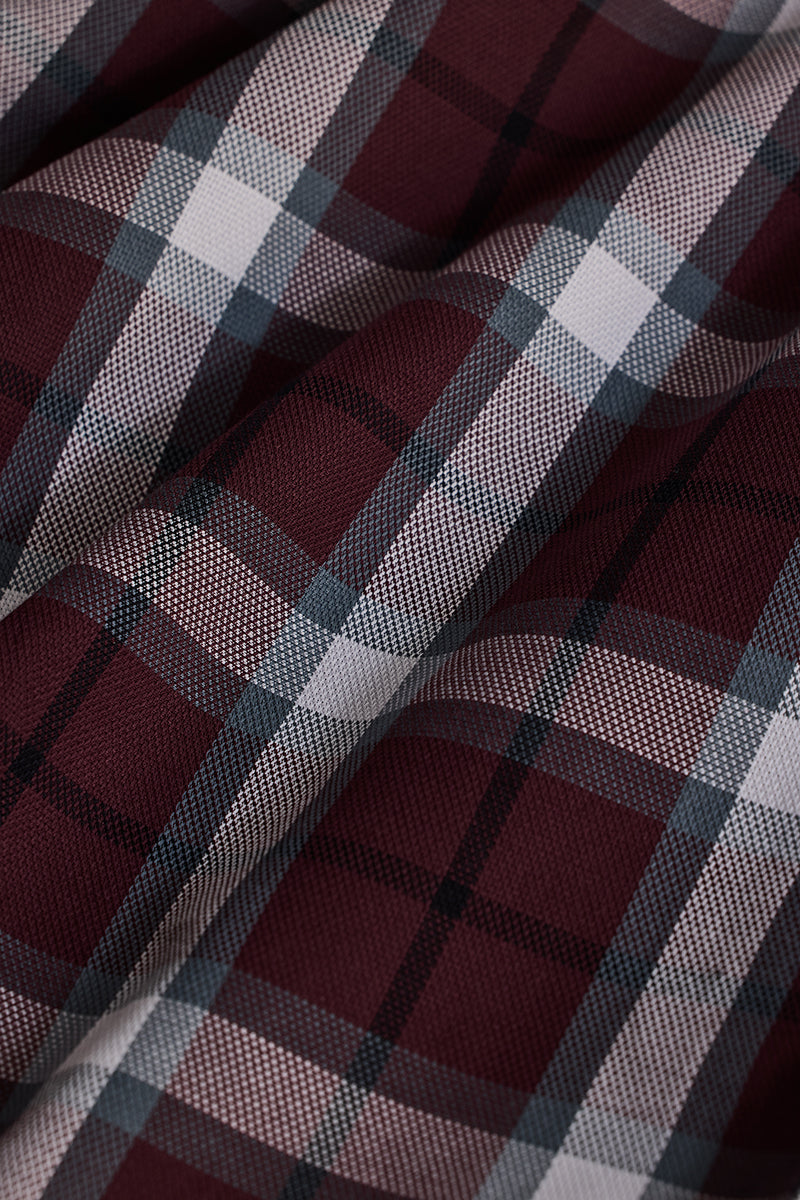 Burgundy Checks Slim Fit Shirt