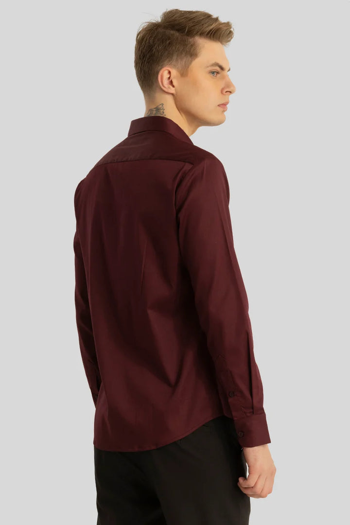 Etnni Maroon Plain Stitchless Shirt