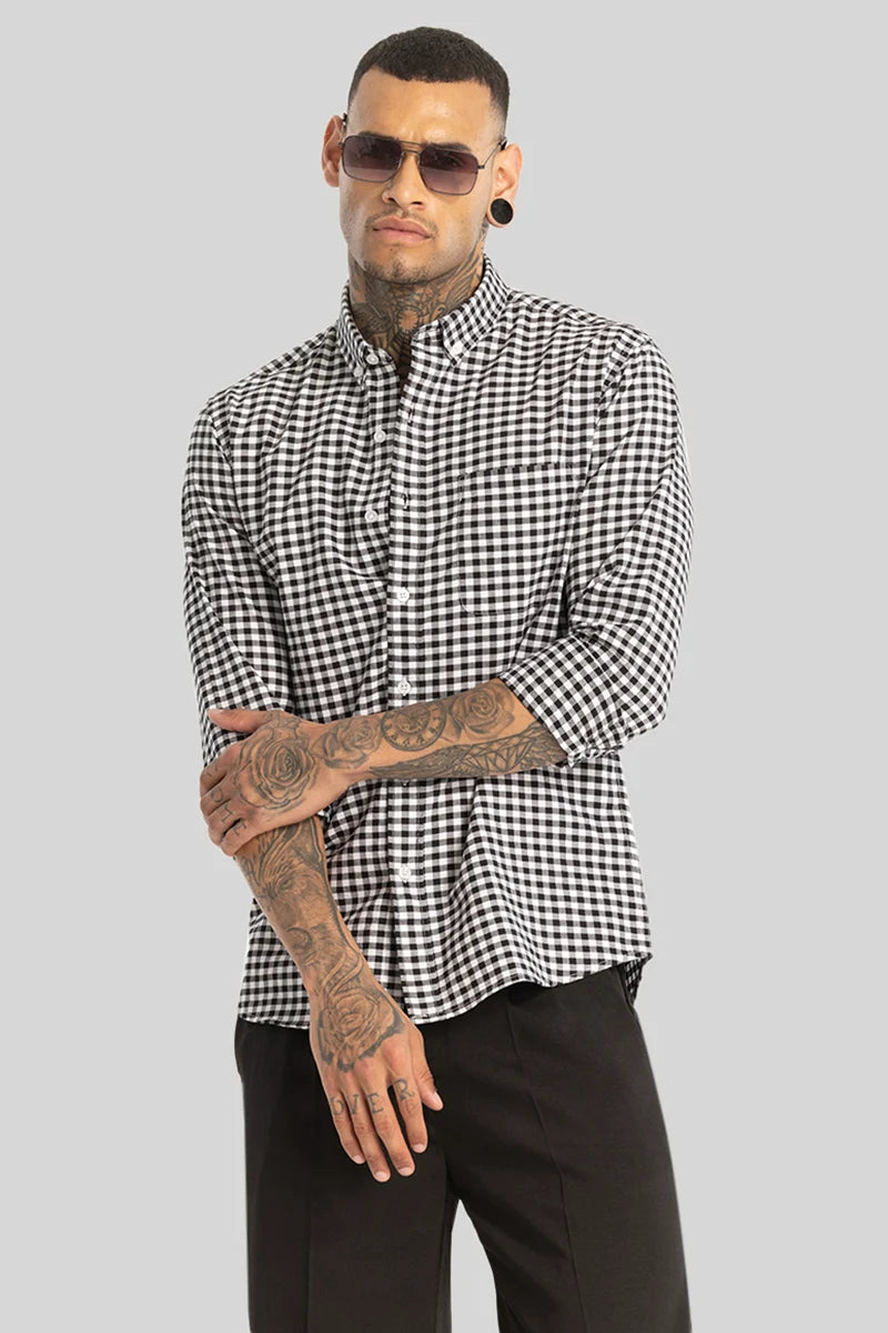 Black Gingham Checks Shirt