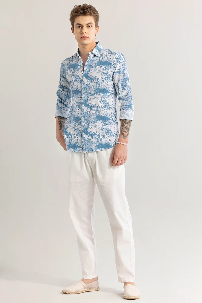 Aquarelli Abstract Powder Blue Shirt