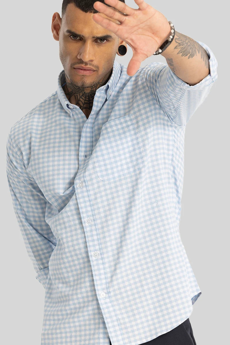 Light Blue Gingham Checks Shirt