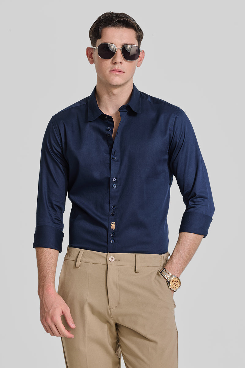 Navy Embroidered Shirt