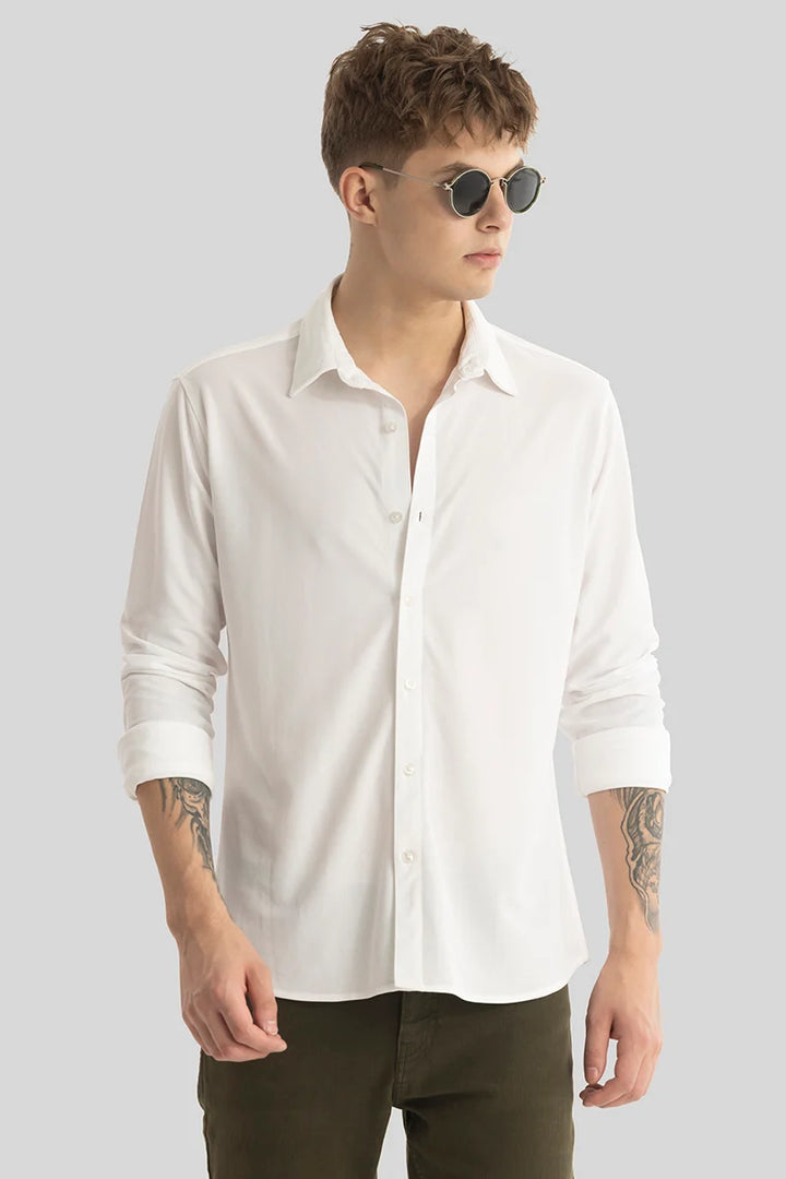 Carmine White Knitted Shirt