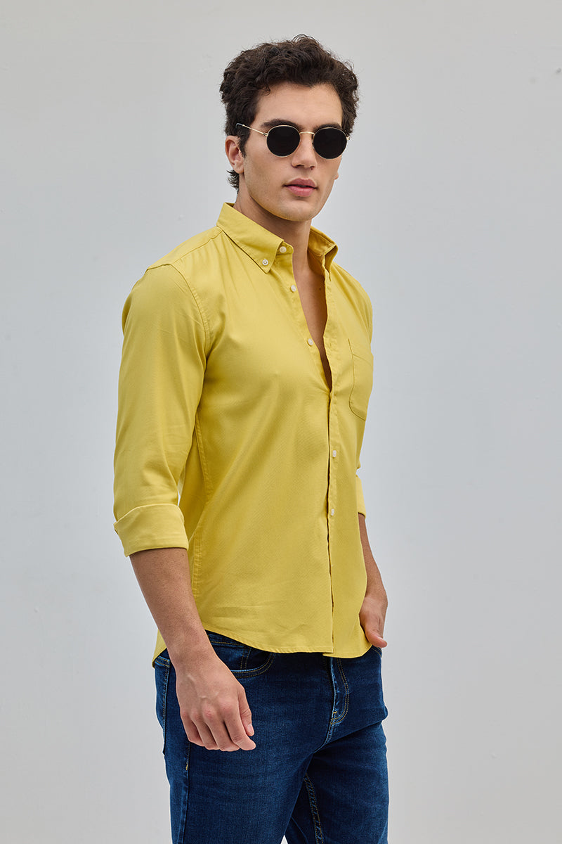 Yellow Solid Button Down Shirt