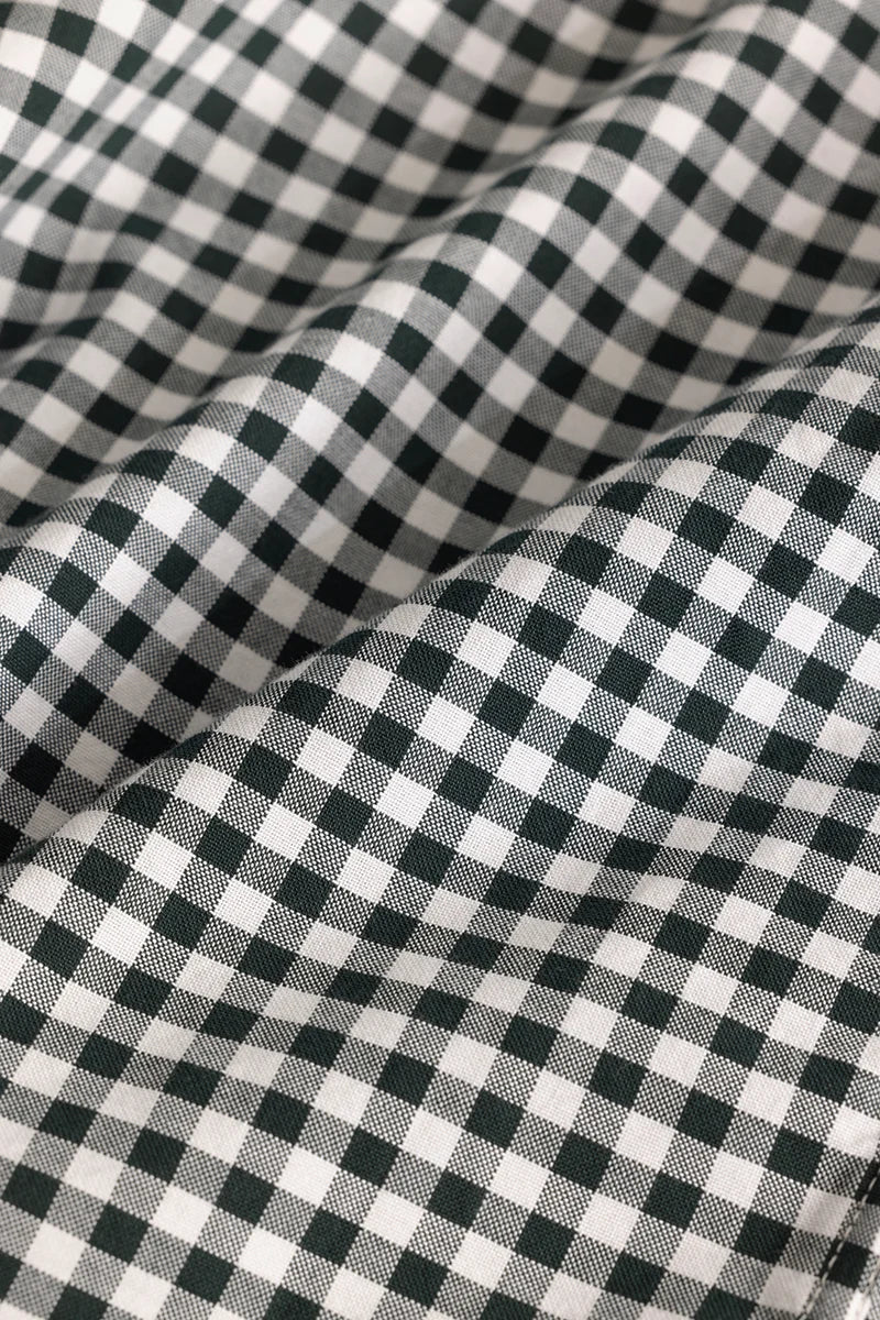 Dark Green Oxford Checks Plus Size Shirt