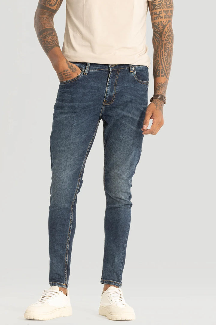 Dark Blue Plain Skinny Fit Jeans