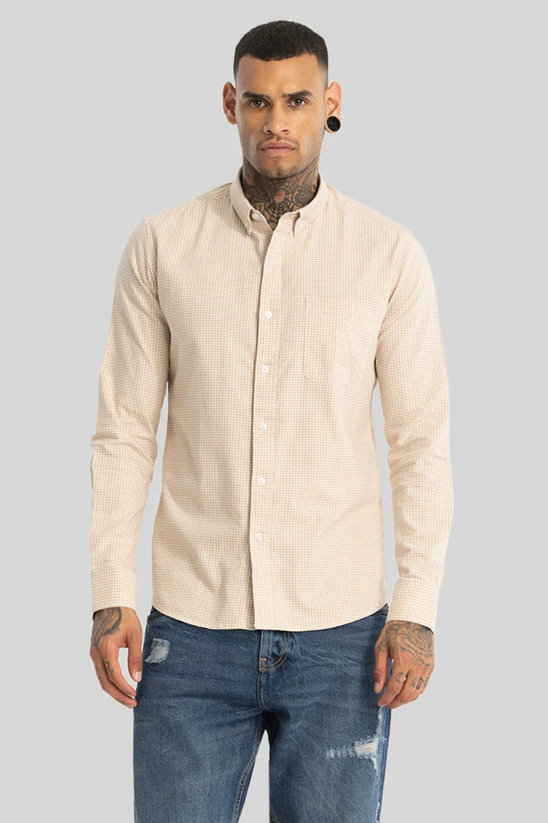 Cream Oxford Checks shirt