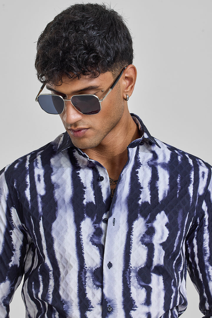 Navy Abstract Slim Fit Shirt