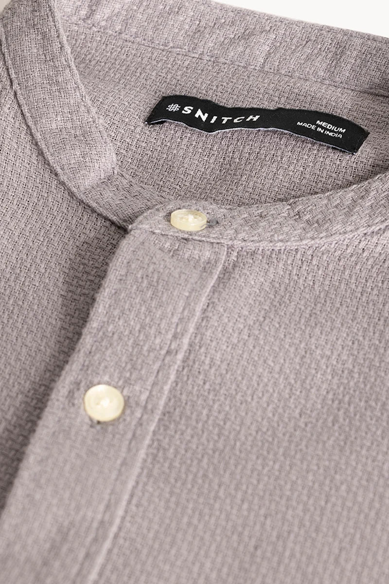 Light Grey Woven Mandarin Shirt