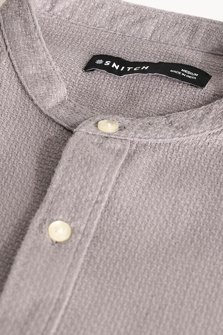 Light Grey Woven Mandarin Shirt