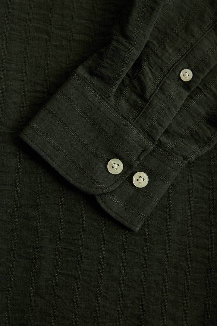 Olive Self Stripe Shirt