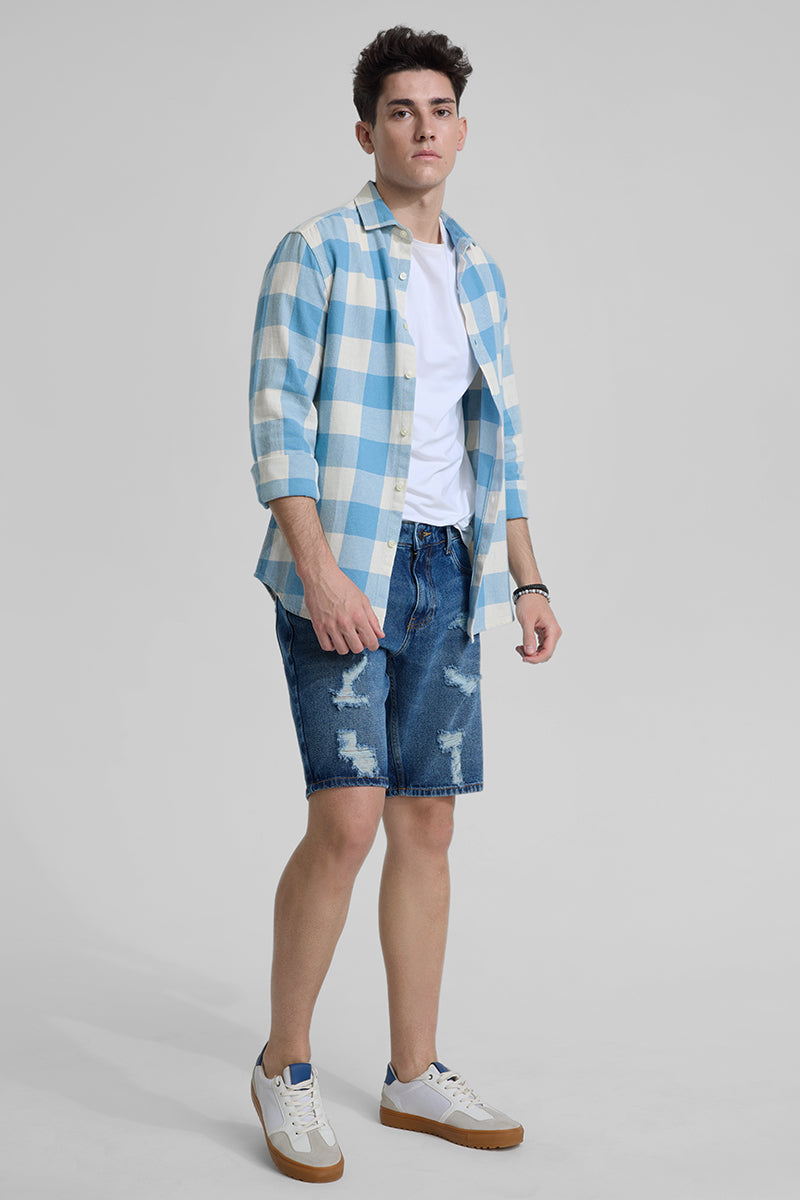 Blue Regular Fit Denim Shorts