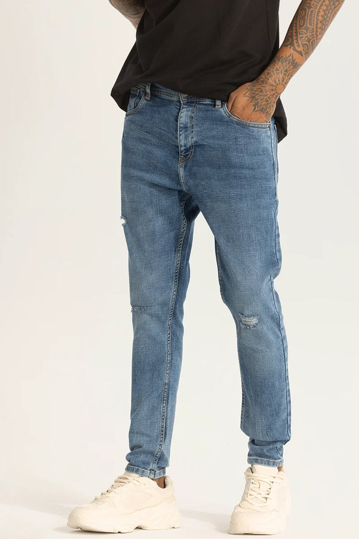 Blue Distressed Skinny Fit Jeans